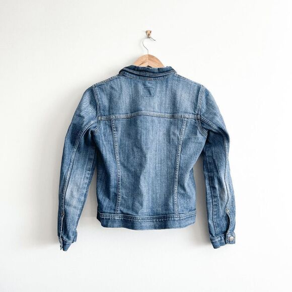 J Crew Womens Denim Jacket Button Front Long Sleeve Blue Wash XS - Picture 2 of 7